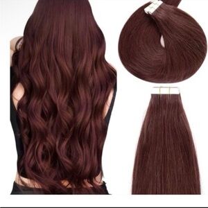Burgundy Real Hair Extensions 16” 50g